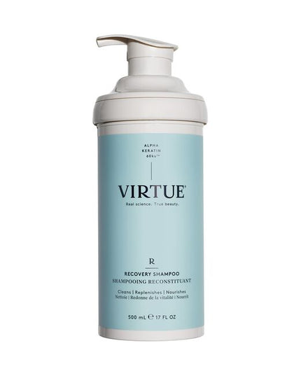 Virtue® Recovery Shampoo works to rebuild damaged hair with each use. It gently dissolves daily build-up while filling in cracks of damage to leave hair healthy, soft, and supple.