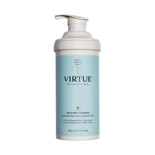 Virtue® Recovery Shampoo works to rebuild damaged hair with each use. It gently dissolves daily build-up while filling in cracks of damage to leave hair healthy, soft, and supple.