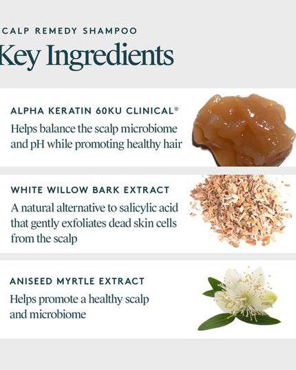 Virtue® Scalp Remedy Shampoo nourishes and balances the microbiome for optimal scalp health while providing residue-free scalp and hair cleansing for hydrated, refreshed hair. The unique, drug-free solution not only treats the root cause of an imbalanced scalp, but also instantly fixes the symptoms, such as dryness, flakiness, oiliness, sensitivity, or itching, all while repairing and strengthening hair to its healthiest state with the only 100% bio-identical keratin protein -- Alpha Keratin 60ku Clinical.