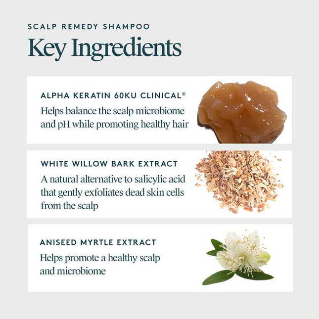Virtue® Scalp Remedy Shampoo nourishes and balances the microbiome for optimal scalp health while providing residue-free scalp and hair cleansing for hydrated, refreshed hair. The unique, drug-free solution not only treats the root cause of an imbalanced scalp, but also instantly fixes the symptoms, such as dryness, flakiness, oiliness, sensitivity, or itching, all while repairing and strengthening hair to its healthiest state with the only 100% bio-identical keratin protein -- Alpha Keratin 60ku Clinical.