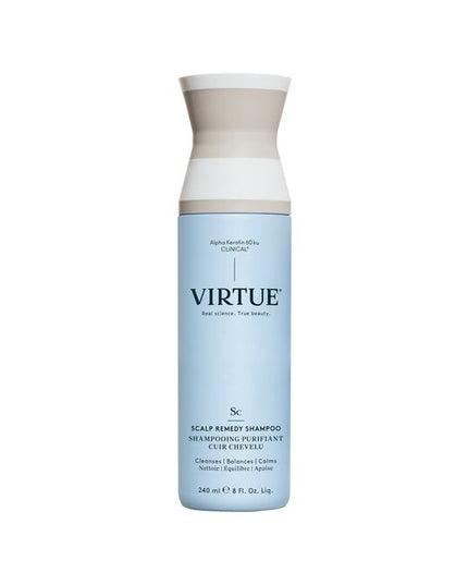 Virtue® Scalp Remedy Shampoo nourishes and balances the microbiome for optimal scalp health while providing residue-free scalp and hair cleansing for hydrated, refreshed hair. The unique, drug-free solution not only treats the root cause of an imbalanced scalp, but also instantly fixes the symptoms, such as dryness, flakiness, oiliness, sensitivity, or itching, all while repairing and strengthening hair to its healthiest state with the only 100% bio-identical keratin protein -- Alpha Keratin 60ku Clinical.