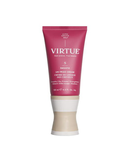 Virtue® Un-Frizz Cream is a leave-in treatment cream that instantly transforms hair’s texture. It conditions and smooths hair, wet or dry, eliminating frizz, protecting from heat, and locking out humidity to keep it sleek all day.