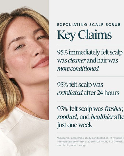 Virtue's scalp is a catchall for accumulated dirt, sebum, and product buildup. Virtue® Exfoliating Scalp Scrub, a light whipped crème, lifts impurities and aged cells to balance and condition without residue. Rice beads and fruit enzymes help exfoliate, while Kalahari melon and jojoba oils help moisturize. Alpha Keratin 60ku® repairs hair with every use.