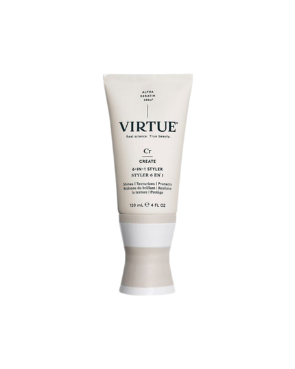 Virtue® 6-in-1 Styler is a universal styling cream that truly does it all. It primes hair to add softness, shine, and light hydration while strengthening, polishing, and protecting from heat. It also works to help set and seal style for that ideal finishing touch of polish.