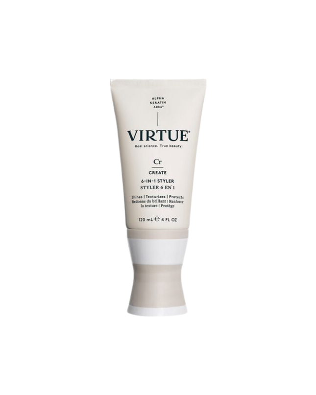 Virtue® 6-in-1 Styler is a universal styling cream that truly does it all. It primes hair to add softness, shine, and light hydration while strengthening, polishing, and protecting from heat. It also works to help set and seal style for that ideal finishing touch of polish.