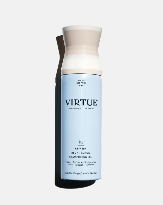 Virtue® Dry Shampoo is an invisible, dry-mist aerosol that soaks up excess oils while infusing hair with health-boosting Alpha Keratin 60ku® protein, leaving hair and scalp refreshed and clean to the touch.