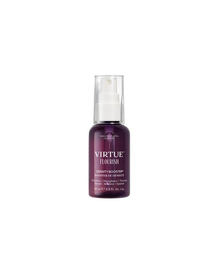 Virtue® Flourish® Density Booster is a potent, botanical-based nutrient infusion for the scalp that targets follicles and protects fine, fragile hairs so they thicken and thrive. Use once daily.