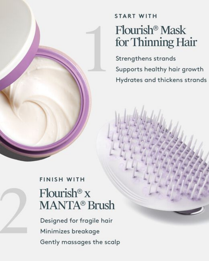 Uniquely designed for fragile hair, the revolutionary Manta brush bends and molds to the shape of your hand and scalp, creating less tension on each strand. Its flexible bristles gently massage the scalp and glide seamlessly through the hair, minimizing breakage and restoring a youthful, silky shine.