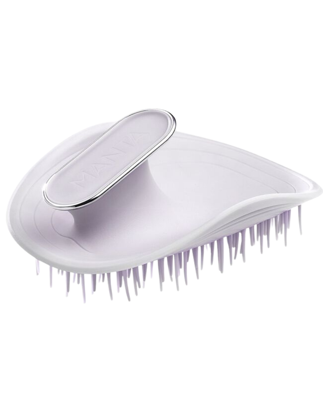 Uniquely designed for fragile hair, the revolutionary Manta brush bends and molds to the shape of your hand and scalp, creating less tension on each strand. Its flexible bristles gently massage the scalp and glide seamlessly through the hair, minimizing breakage and restoring a youthful, silky shine.