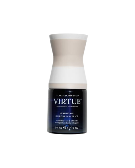 Virtue® Healing Oil is a unique blend of pure, hydrating super oils and Virtue’s hair-healing Alpha Keratin 60ku® in one bottle. This lightweight serum instantly delivers the shine, softness, and moisturization expected from a hair oil with the damage repair, strengthening, and environmental protection that only our protein can provide.