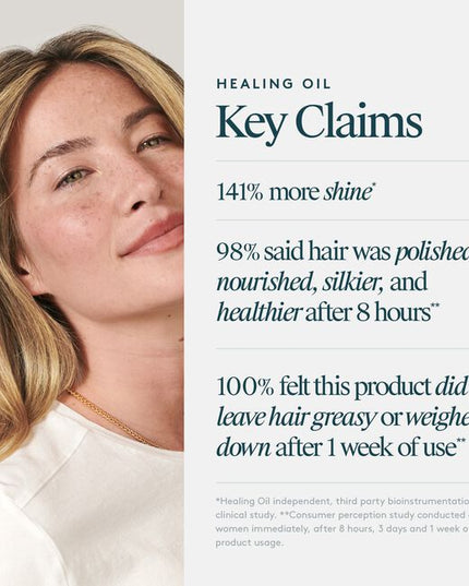 Virtue® Healing Oil is a unique blend of pure, hydrating super oils and Virtue’s hair-healing Alpha Keratin 60ku® in one bottle. This lightweight serum instantly delivers the shine, softness, and moisturization expected from a hair oil with the damage repair, strengthening, and environmental protection that only our protein can provide. 