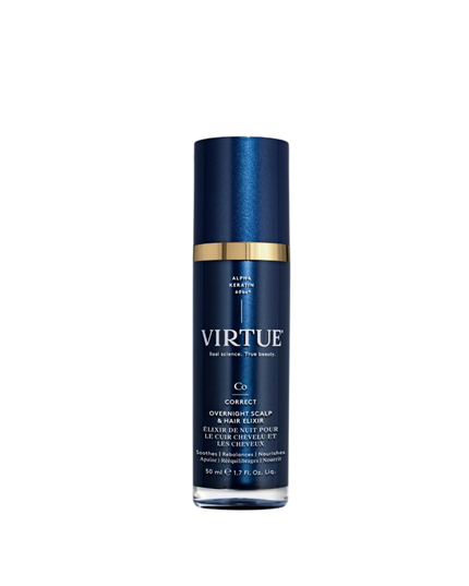  Virtue® Overnight Scalp &amp; Hair Elixir is a transformative nightly leave-in serum that restores and revitalizes the scalp barrier and hair health while you sleep, because true luminosity starts at the roots. 