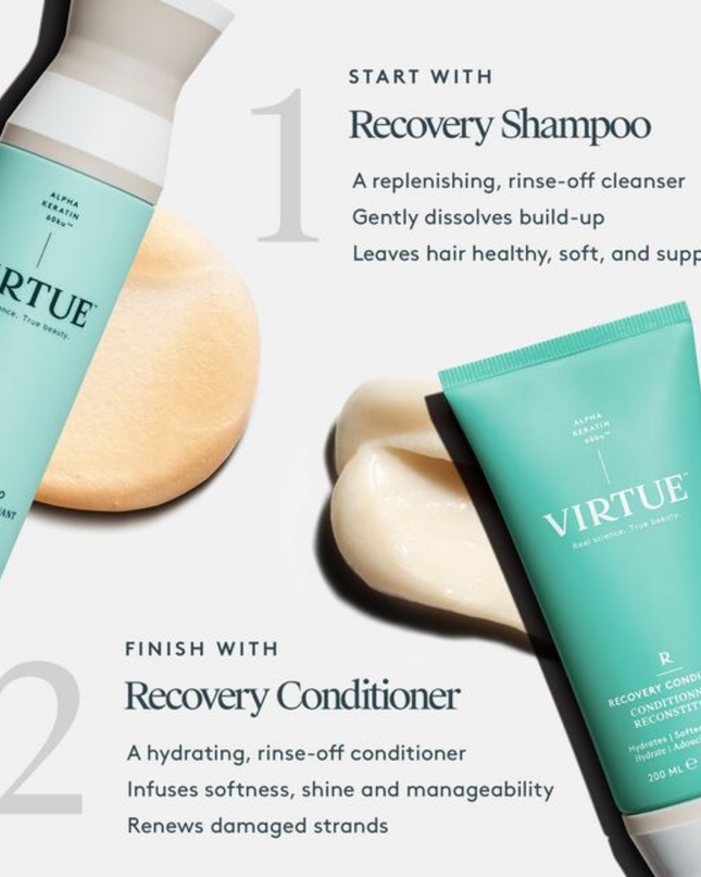 Virtue® Recovery Conditioner is a rich, luxurious conditioner that helps bring damaged hair back to life. It reconstructs frayed cuticles and brittle ends, infusing hair with softness, shine, and manageability.