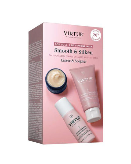 Smooth the look of unruly flyaways and stray hairs with the&nbsp;VIRTUE Smooth Discovery&nbsp;Set. The set unites a travel-sized&nbsp;trio of&nbsp;formulas, designed to improve hair’s manageability, visible smoothness and shine.