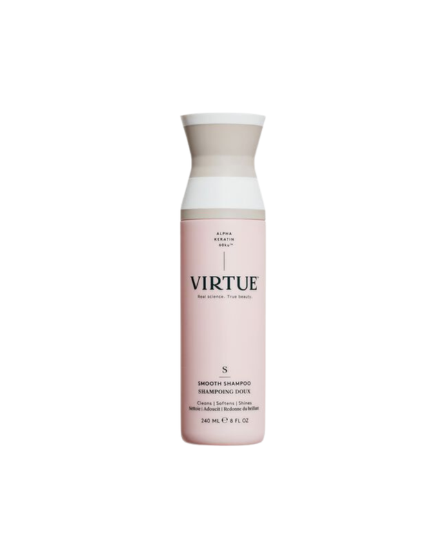 Virtue® Smooth Shampoo works to both cleanse and refine textured hair. Infused with restorative ingredients, it de-frizzes strand by strand to seal in moisture and shine.