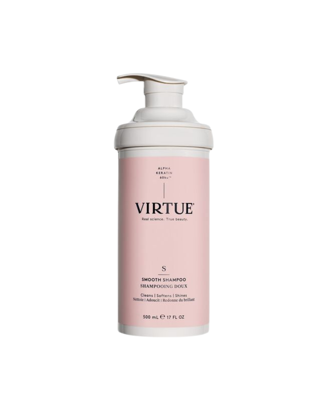 Virtue® Smooth Shampoo works to both cleanse and refine textured hair. Infused with restorative ingredients, it de-frizzes strand by strand to seal in moisture and shine.