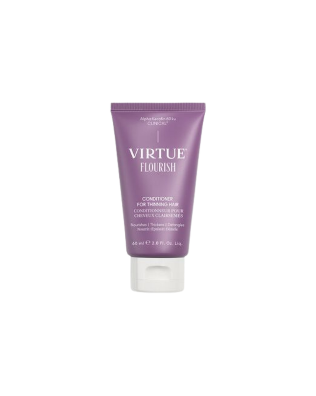 Virtue® Flourish® Conditioner for Thinning Hair is a lightweight hair strengthener, hydrator, and detangler in one. Nourishes and thickens fine, fragile strands without weighing down hair.