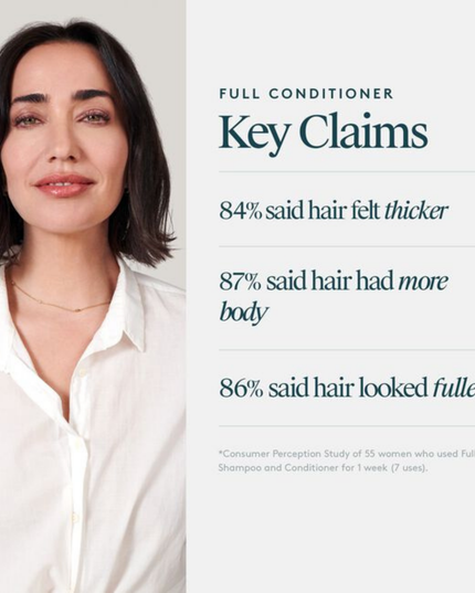 Virtue® Full Conditioner thickens hair with each use without weighing hair down. It deeply moisturizes the hair, creating lasting lift, body, and luster.