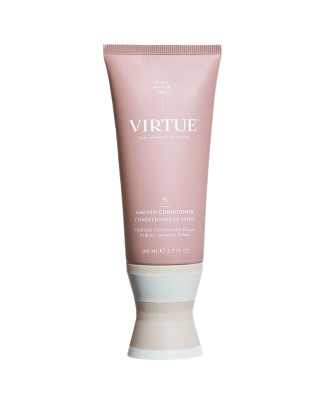 Virtue® Smooth Conditioner eliminates frizz with every shower. It soothes the cuticle, locks out humidity, and locks in moisture, giving hair a brilliant luster.