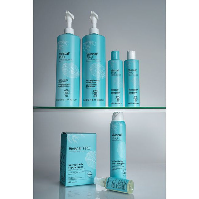 Viviscal PRO Thickening Conditioner provides lightweight moisture, promoting the appearance of healthy looking hair growth.