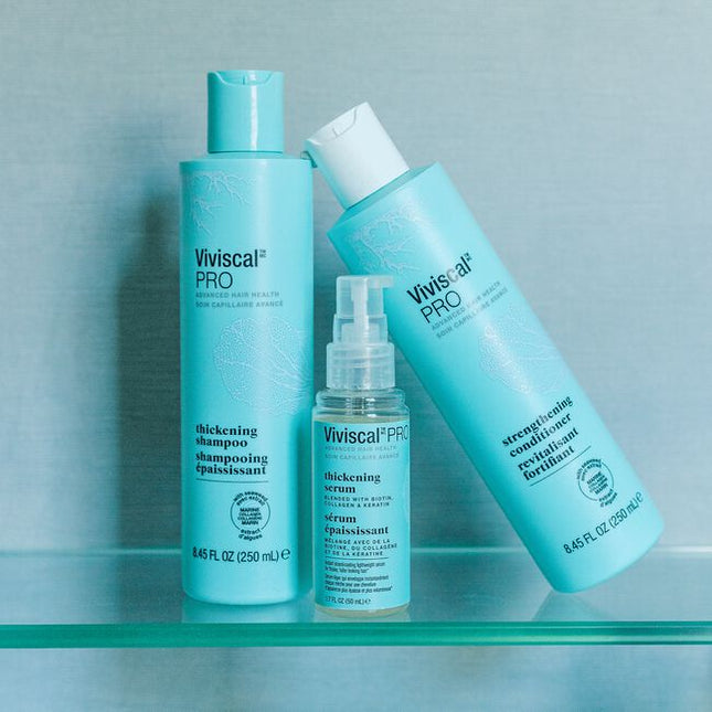 Viviscal PRO Thickening Shampoo gently cleanses hair and scalp leaving hair looking thicker and fuller.