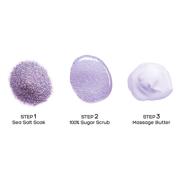 Voesh Lavender Relieve Pedi in a Box Basic (3 Step Kit)

Kit Contains:
(1) Salt Soak Pack
(1) Sugar Scrub Pack
(1) Massage Butter Pack