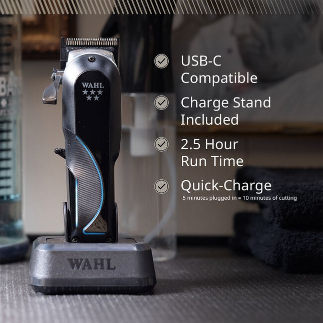 The Senior 2.0 features a strong motor with Adaptive Speed Control and a 5-position click or free-flow lever. Its ultra-strong carbon steel, DLC coated blade provides seamless fades, bulk removal, and taper-to-fade performance. 