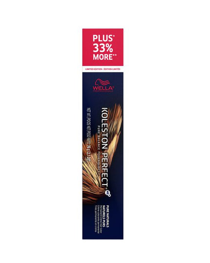 New XL Size +33%* More Color:&nbsp;For a limited time, select Koleston Perfect shades are available in an XL size with 33% more product. Koleston Perfect delivers true-to-tone permanent color with Metal Purifier and ME+ Dye Technology, plus up to 100% gray coverage for rich, healthy-looking results. 