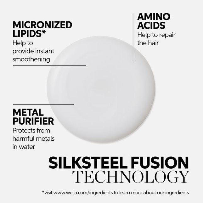 FUSION is the next dimension in hair recovery. With silksteel, the fusion of silk amino acids and micronized lipids, Fusion provides up to 95% more resilience against hair breakage*. Created for damaged hair, Fusion helps protect hair against future mechanical damage and breakage that may occur during brushing and with use of hot tools, leaving hair feeling smoother and protected.