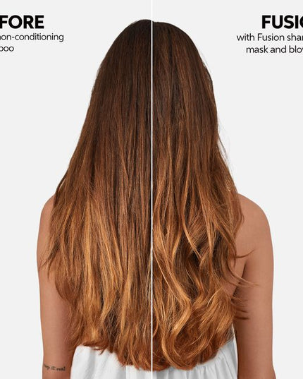 FUSION is the next dimension in hair recovery. With silksteel, the fusion of silk amino acids and micronized lipids, Fusion provides up to 95% more resilience against hair breakage*. Created for damaged hair, Fusion helps protect hair against future mechanical damage and breakage that may occur during brushing and with use of hot tools, leaving hair feeling smoother and protected.