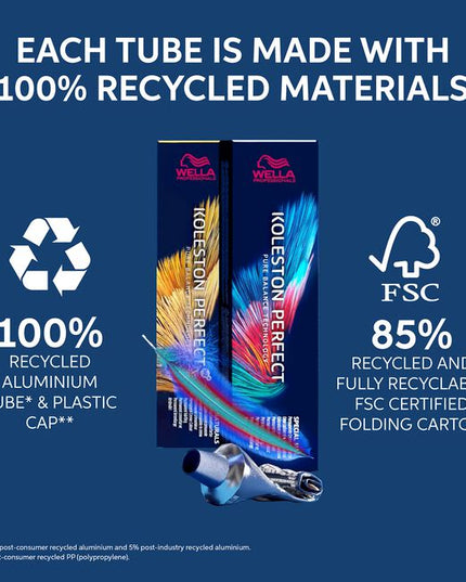 Wella's purest permanent hair color, Koleston Perfect is the first and only professional hair color that combines uncompromised color performance with Metal Purifier and ME+ dye technology for true-to-tone color and protection from damage. Nothing has been proven gentler to hair than Koleston Perfect for permanent color performance.