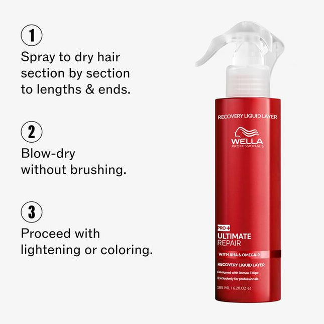 Recovery Liquid Layer is a professional leave-in pre-treatment that instantly repairs cuticles, detoxes and encapsulates metals, and balances porosity to create an even, clean canvas before any lightening or oxidative coloring service. Designed with Romeu Felipe, it improves shine and smoothness, and elevates every color service with a luxurious, healthier-hair finish.