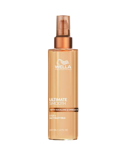 Wella Professionals ULTIMATE SMOOTH Silky Milk is the professional finishing step designed to deliver lightweight smoothness, frizz control and long-lasting shine. The non-greasy, on-the-go Silky Milk helps keep hair soft, manageable and beautifully polished throughout the day. Formulated as a light milk for easy application and effortless spreadability, it provides humidity protection, UV protection and heat protection up to 230°C.