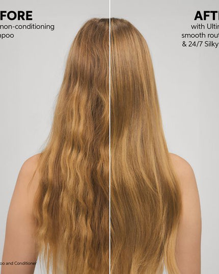Wella Professionals ULTIMATE SMOOTH Silky Milk is the professional finishing step designed to deliver lightweight smoothness, frizz control and long-lasting shine. The non-greasy, on-the-go Silky Milk helps keep hair soft, manageable and beautifully polished throughout the day. Formulated as a light milk for easy application and effortless spreadability, it provides humidity protection, UV protection and heat protection up to 230°C.