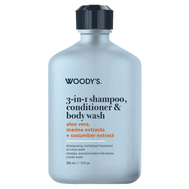 You don’t have time for a bathroom full of products you've got things to build, goals to hit, and a life to live. Woody's 3-in-1 Shampoo, Conditioner, and Body Wash is built for men like you- guys who want clean, fresh results without the hassle, Hair, body, and confidence all handled in one no-nonsense wash.