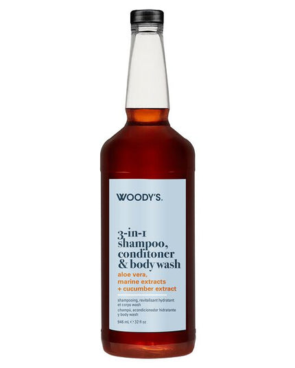 You don’t have time for a bathroom full of products you've got things to build, goals to hit, and a life to live. Woody's 3-in-1 Shampoo, Conditioner, and Body Wash is built for men like you- guys who want clean, fresh results without the hassle, Hair, body, and confidence all handled in one no-nonsense wash.