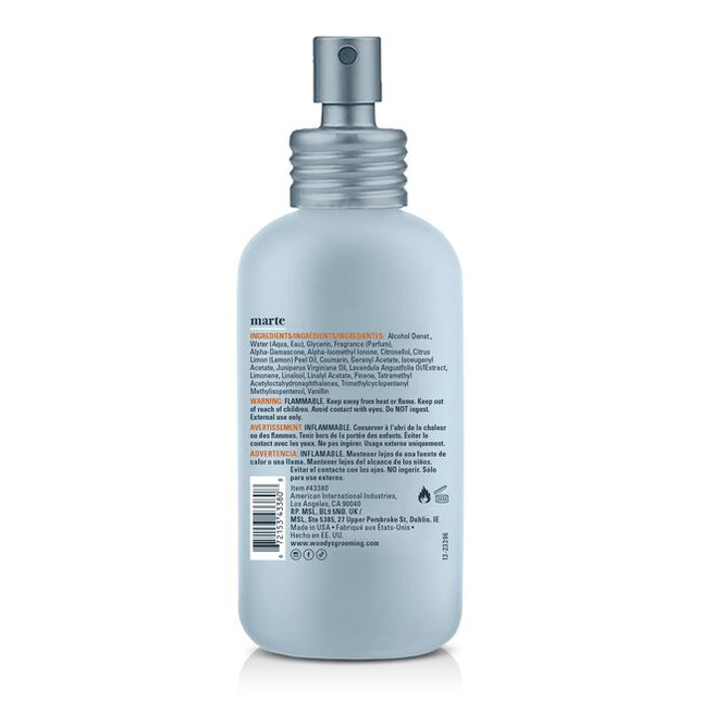 Marte Body Spray- Experience the signature scent of Marte in a sleek, on-the- go body spray. This warm, spicy fragrance opens with a sharp lemon and bergamot, settles into smooth lavender and jasmine , and finishes with rich caramel and smoky guaiac wood. Balanced with woody, balsamic, and powdery notes. Marte Body Spray delivers a fresh boost of confidence anytime, anywhere. Clean. Masculine. Made to last.