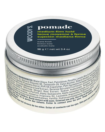 Take command of your look with Woody's Pomade- crafted for men who want a strong, flexible hold without the shine. This medium-to-firm hold pomade keeps your hair in check all day while staying touchable and easy to restyle when needed. Formulated with premium conditioning agents, this pomade strengthens your hair as it styles- supporting scalp health and long-term hair strength without buildup or residue.