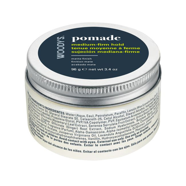Take command of your look with Woody's Pomade- crafted for men who want a strong, flexible hold without the shine. This medium-to-firm hold pomade keeps your hair in check all day while staying touchable and easy to restyle when needed. Formulated with premium conditioning agents, this pomade strengthens your hair as it styles- supporting scalp health and long-term hair strength without buildup or residue.