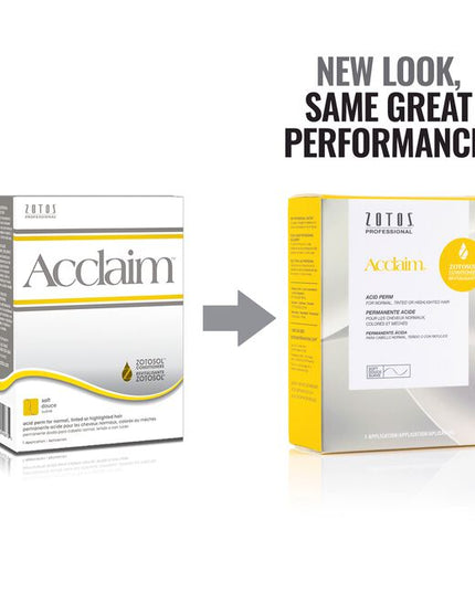 Acclaim Acid Perms allow you to create the texture, volume and styles your clients desire. The Acclaim formula, combined with natural processing, provides optimum true-to-rod size curls with consistent, predictable results.

Best/Recommended for: SOFT CURL on normal, tinted or highlighted hair (40% or less).

Packaging may vary.