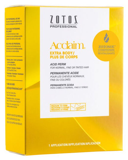 Acclaim Acid perms allow you to create the texture, volume and styles your clients desire. The Acclaim formula, combined with natural processing, provides optimum true-to-rod size curls with consistent, predictable results.

Best/Recommended for: MEDIUM to FIRM curl on normal, fine, or tinted hair.

Packaging may vary.