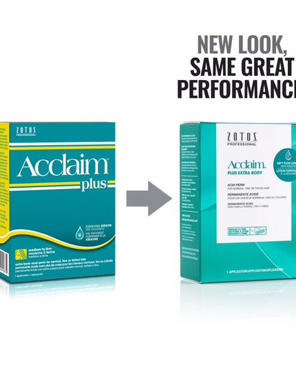 Acclaim Plus Acid Perms allow you to create the texture, volume and styles your clients desire. The Acclaim formula, combined with natural processing, provides extra body and bounce for optimum true-to-rod size curls with consistent, predictable results.

Best/Recommended for: MEDIUM to FIRM curl on normal, tinted or fine hair.

Packaging may vary.