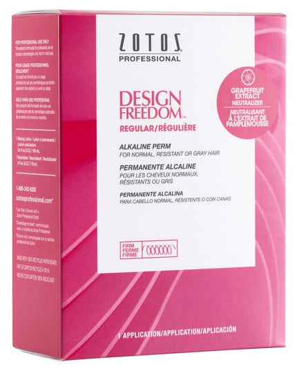 Design Freedom Regular Alkaline Perm for Normal, Resistant or Gray Hair gives you creative flexibility for water, lotion, or combination wrap.

Best for/Recommended for: Firm, Resilient curl on Normal/Resistant and Fine/Limp hair.

Packaging may vary.