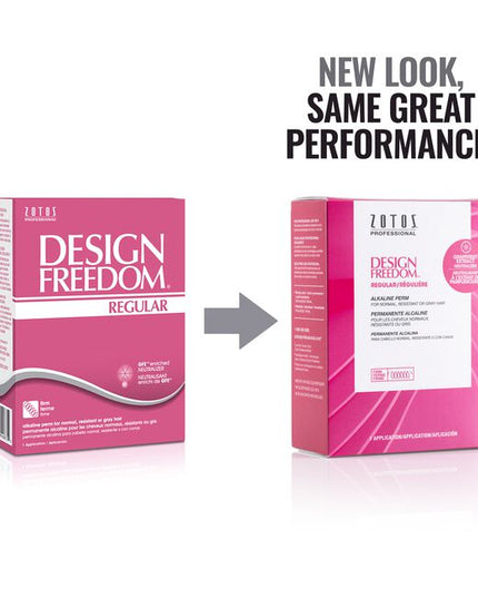 Design Freedom Regular Alkaline Perm for Normal, Resistant or Gray Hair gives you creative flexibility for water, lotion, or combination wrap.

Best for/Recommended for: Firm, Resilient curl on Normal/Resistant and Fine/Limp hair.

Packaging may vary.
