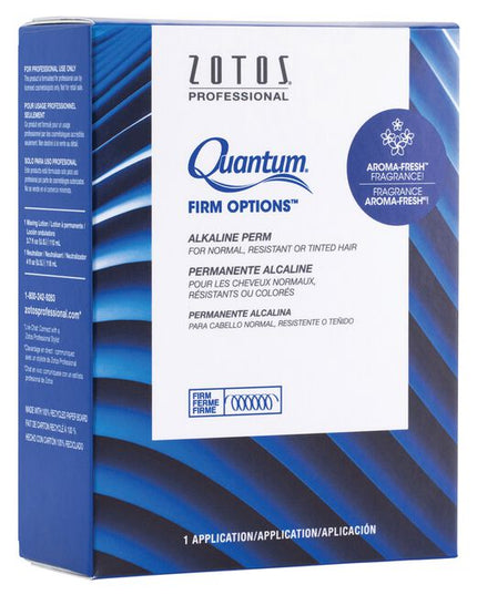 Quantum Firm Alkaline Perm for normal, resistant or tinted hair. Quantum Firm Options™ contains advanced argan-infused neutralizer. The perm formula gives you the flexibility of wrapping with water, lotion or both to create firm, resilient curls and noticeable movement. Ideal for hair with varying porosity. For normal, resistant, fine or tinted hair (up to 20 volume.)