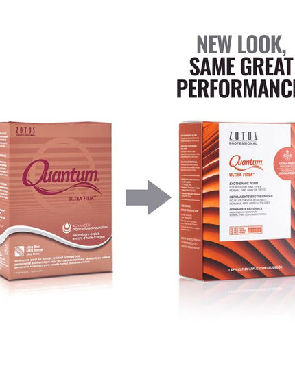 Quantum Ultra Firm Exothermic Perm for normal, resistant or tinted hair. These perms are formulated with a patented equalizer and 3TM conditioner to balance porosity for even, predictable curl formation. Advanced conditioning neutralizers provide smooth, manageable and healthy-looking curls. Quantum Ultra Firm Exothermic Perm is a self-warming perm which create springy curls that won't relax.