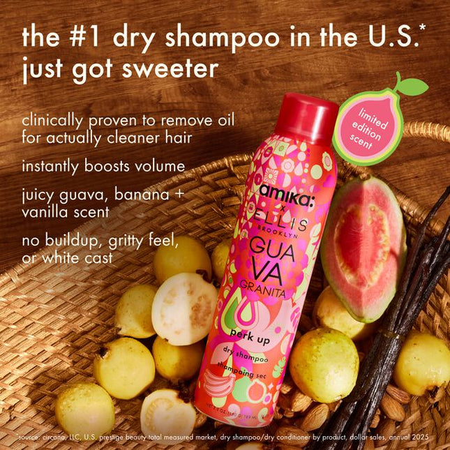 Send your clients on sweet escape with amika x Ellis Brooklyn’s limited-edition twist on this salon-favorite dry shampoo—bursting with notes of guava, banana, and vanilla. It's clinically proven to remove oil for actually cleaner hair, while boosting volume with no buildup or white cast.