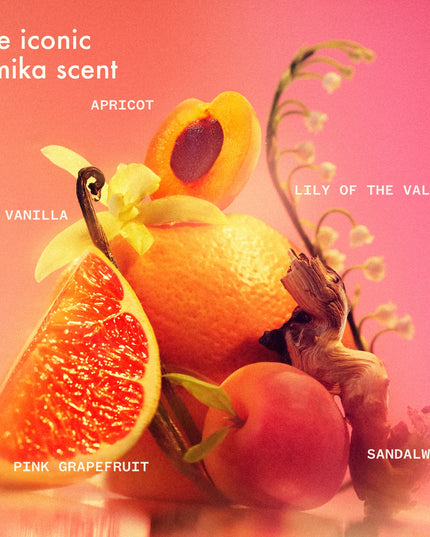 A set featuring our signature hand wash + amika:aura, a joy-sparking hair + body mist powered by floral + fruity notes of juicy apricot, pink grapefruit + velvety vanilla.