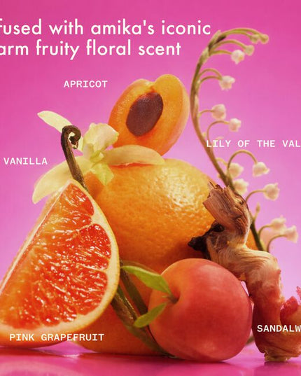 Hug skin in hydration with this nourishing body butter formulated with a luxurious, rich whipped texture and amika's iconic warm fruity floral scent. Skin barrier-supporting ceramides, replenishing shea butter, and gentle-yet-effective smoothing acids give dull, dry skin the TLC it deserves. Perfect for upgrading your client's everything shower, or treating yourself.