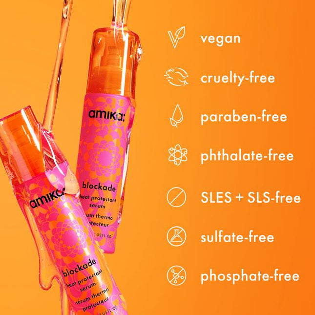 Meet the heat protectant stylists swear by. Blockade protects hair from heat up to 450°F,* smooths frizz + adds shine in one multitasking oil serum. Ideal for all hair types—especially medium to thick hair—reach for it before the blowout, ahead of hot tools, and again for glossy finishing touches.